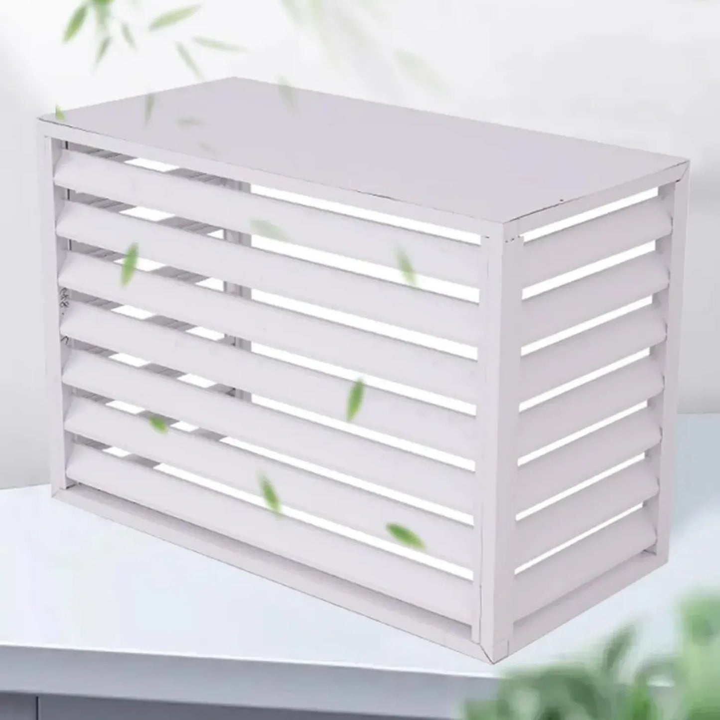 Cache Climatiseur Extérieur en Aluminium, Protection Anti-Bruit et Décorative, Écran de Confidentialité pour Pompe à Chaleur (Blanc, 100x50x70cm)
