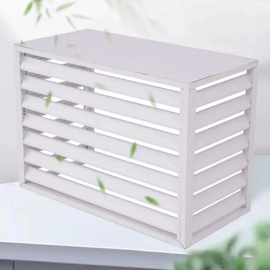 Cache Climatiseur Extérieur en Aluminium, Protection Anti-Bruit et Décorative, Écran de Confidentialité pour Pompe à Chaleur (Blanc, 100x50x70cm)