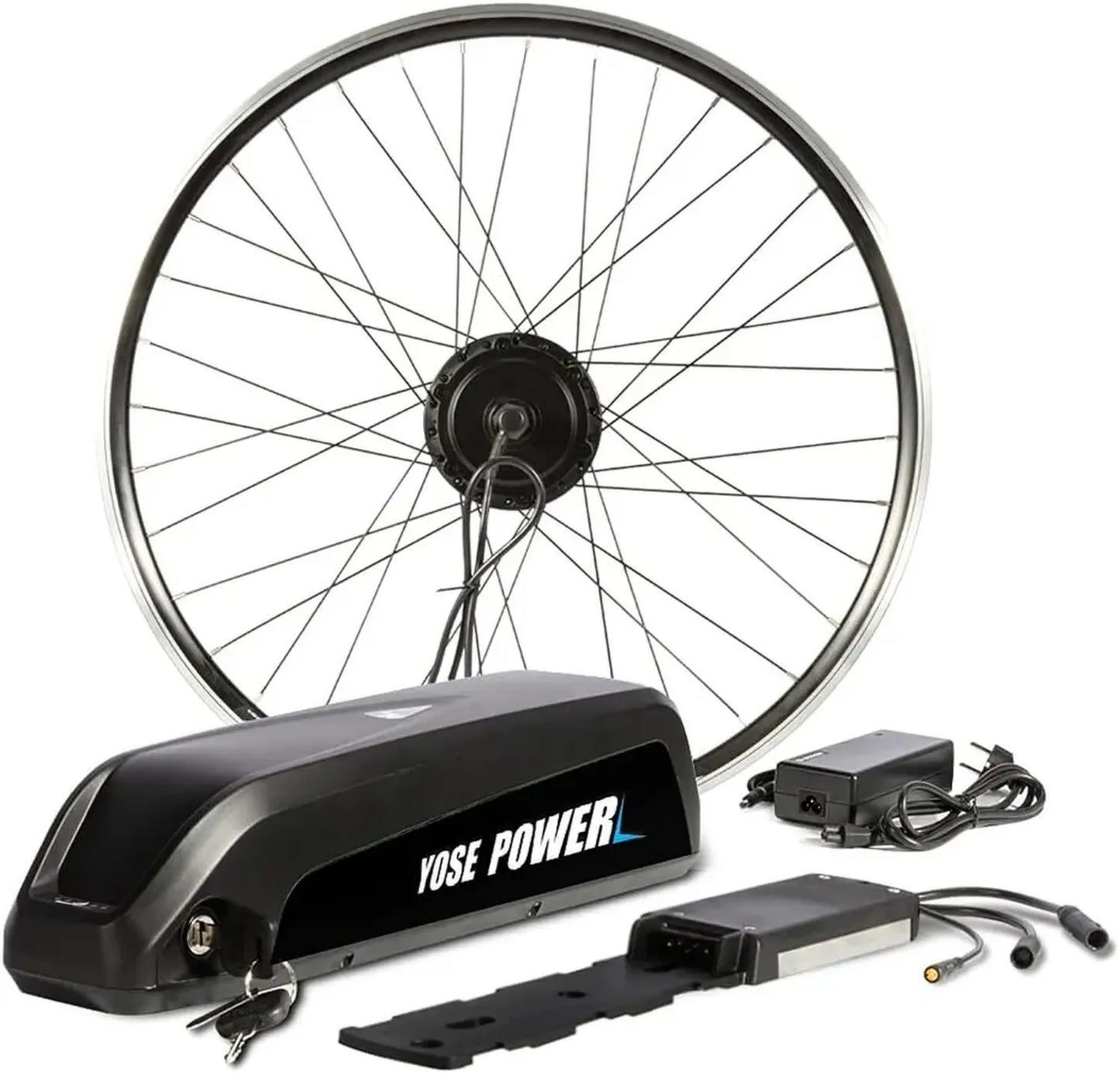 Ensemble de Conversion Vélo Électrique 26' 36V 350W avec Roue Arrière et Batterie 36V 13Ah, Écran LCD et Capteur de Vitesse