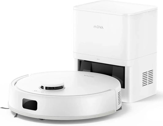 Robot Aspirateur Mova E20 Plus avec Vidange Automatique, Navigation LDS Avancée, 5000 Pa, 2-en-1 Aspiration et Lavage, Utilisation 90 Jours