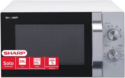 Four à micro-ondes Sharp R204WA, 20L, 800W, 6 niveaux, minuterie 30 min, blanc