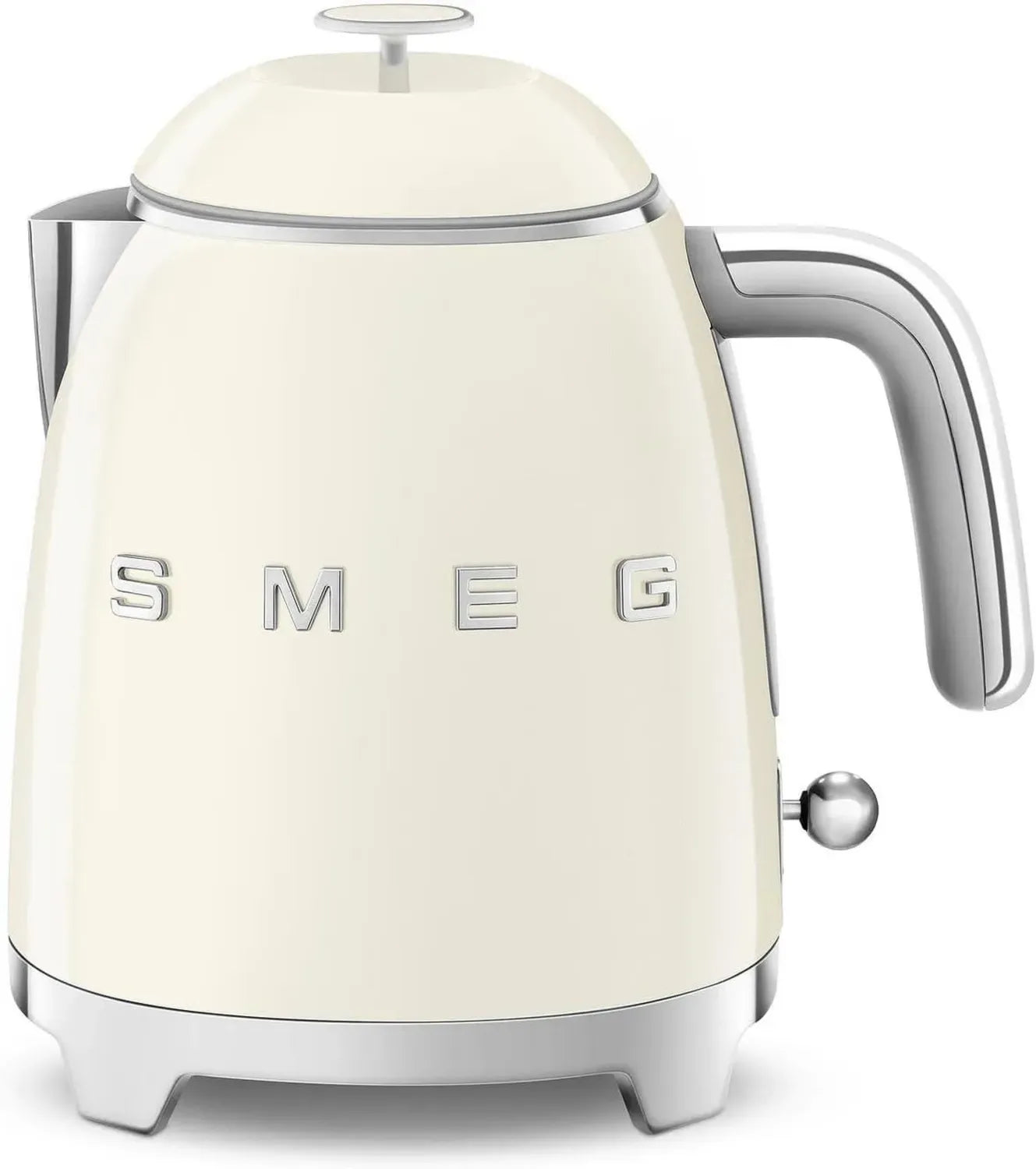 Bouilloire Électrique Compacte Smeg 0,8 L, Filtre en Acier Inoxydable, Arrêt Automatique, Indicateur de Niveau, Base Antidérapante, Système de Rangement de Cordon, 1400W, Couleur Crème