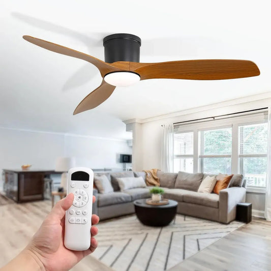 Ventilateur de Plafond LED Silencieux avec Télécommande, 6 Vitesses et Minuterie, 132cm, pour Chambre