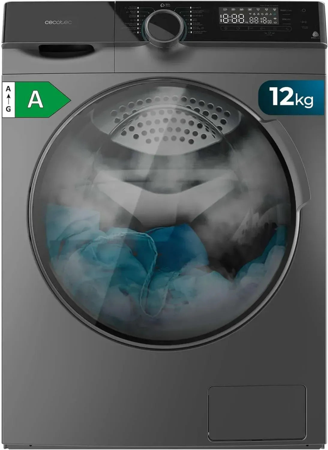 Lave-linge 12 kg Front Cecotec Bolero DressCode 1400 tr/min, 2000W, WoolMark, Inverter, 14 Programmes