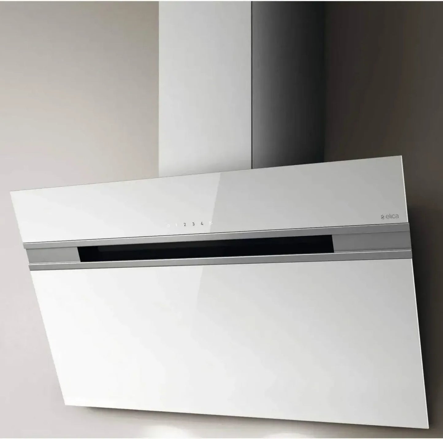 ELICA Hotte Murale Décorative STRIPE 90 cm, Verre Blanc, Débit 757 m³/h