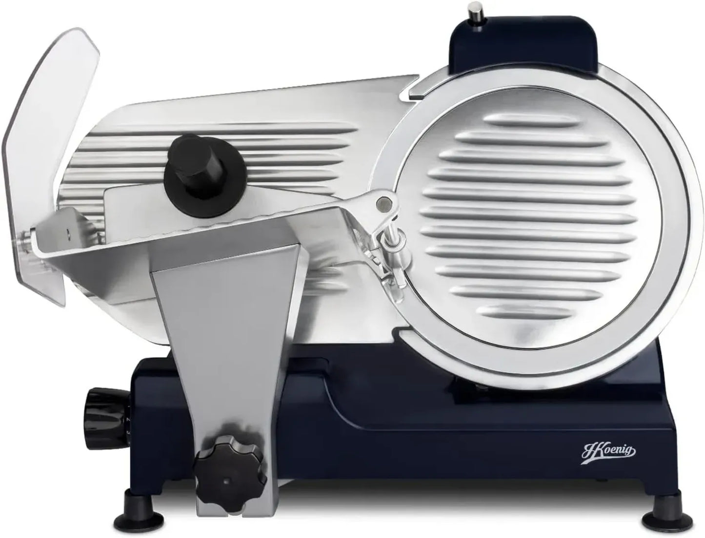 Trancheuse Électrique Professionnelle H.Koenig MSX256 pour Charcuterie, Lame Italienne 25 cm, Épaisseur Réglable 0-12 mm, Aiguiseur Intégré, Plateau Large
