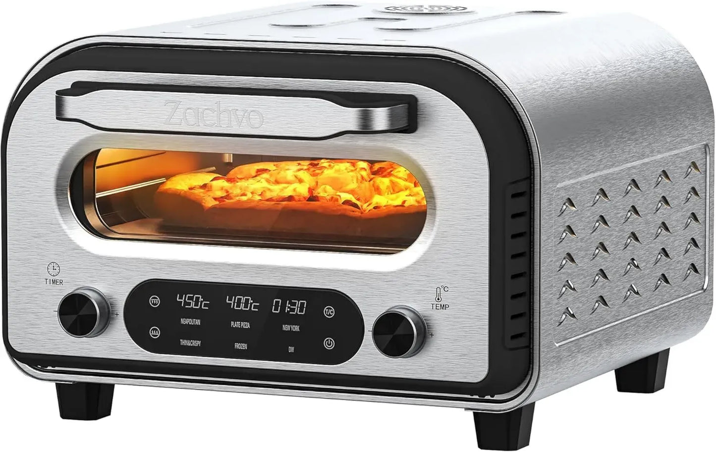 Four à pizza électrique avec pierre et pelle, programmations multiples, écran tactile, 450°C, 32 cm