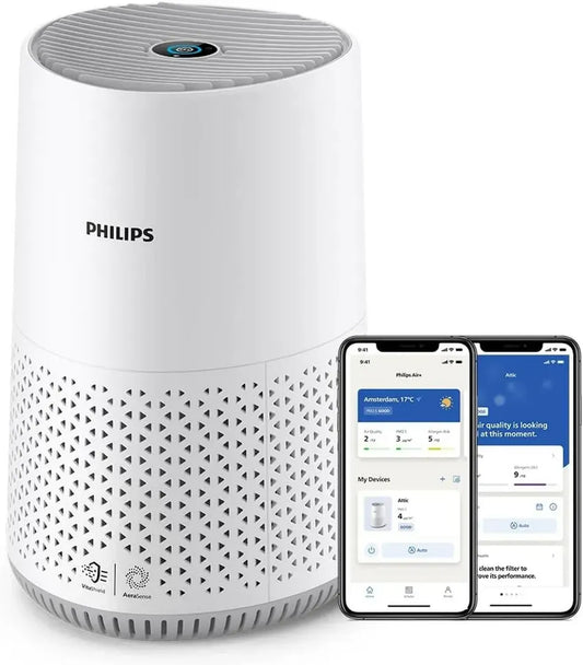 Purificateur d'air Philips Série 600 avec Capteur Intelligent et Filtre HEPA, Élimine 99,97% des Polluants, Pour Allergies, Jusqu'à 44 m², Contrôle via App, Blanc
