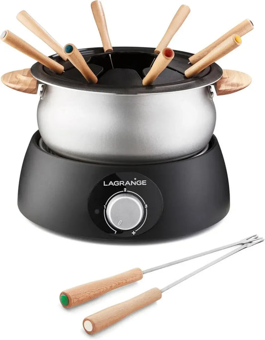 Appareil à fondue LAGRANGE 8 personnes, 1,5 L, thermostat ajustable, poignées bois, 900W