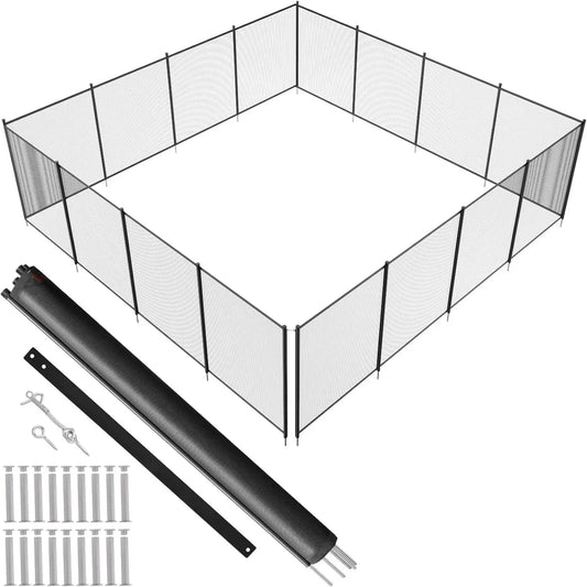 Barrière de Sécurité Amovible pour Piscine 1,21x14,63m en Aluminium et Maille PVC pour Enfants et Animaux
