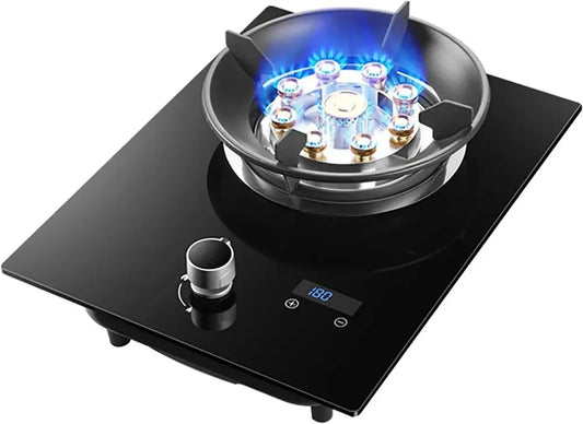 Réchaud à gaz 1 brûleur, 7,2 kW, minuterie 180 min, support en fonte, sécurité anti-flamme, verre trempé