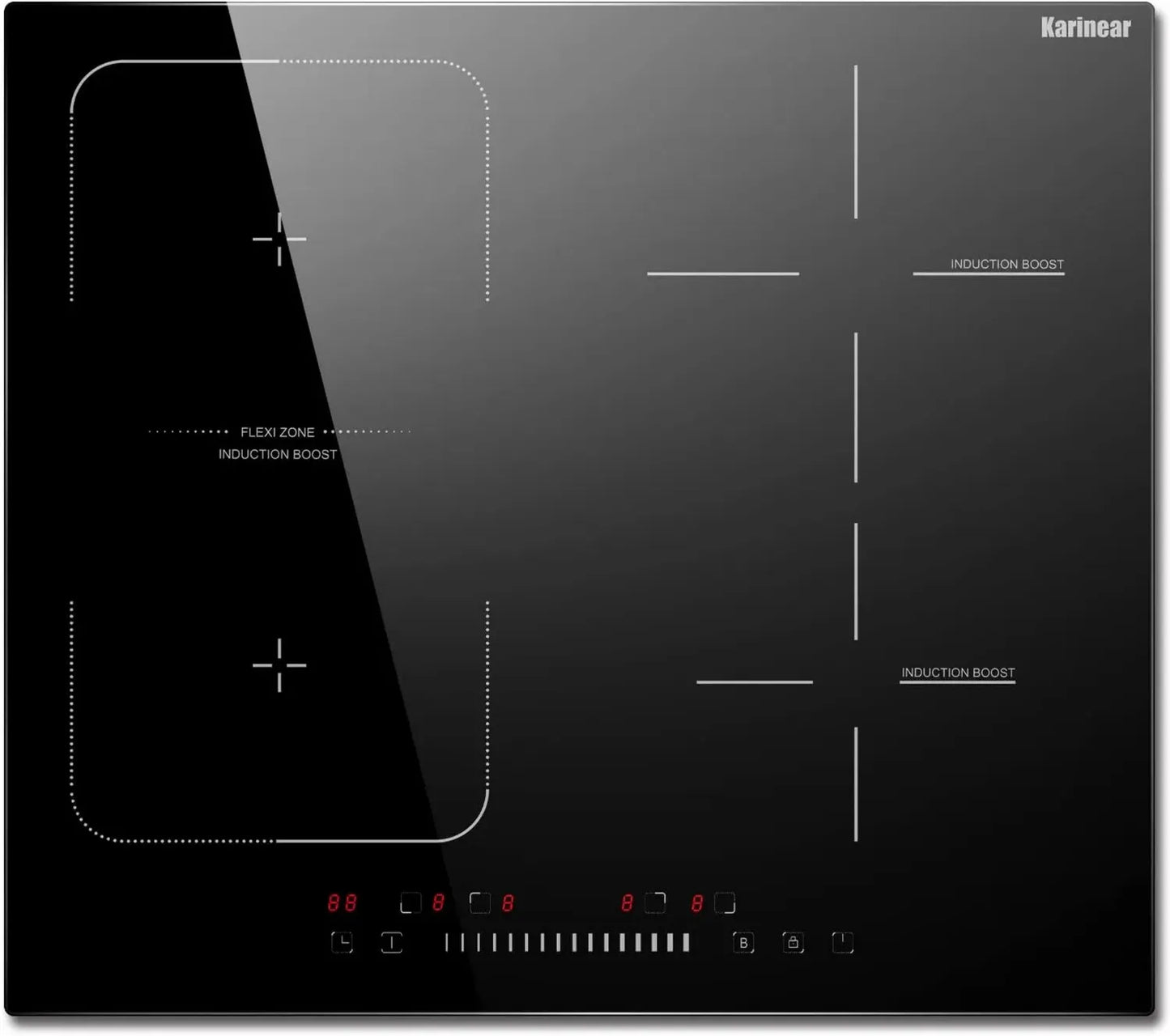 Plaque de Cuisson Induction 60 cm 7200W, 4 Zones avec Commande Tactile et Sécurité Enfant