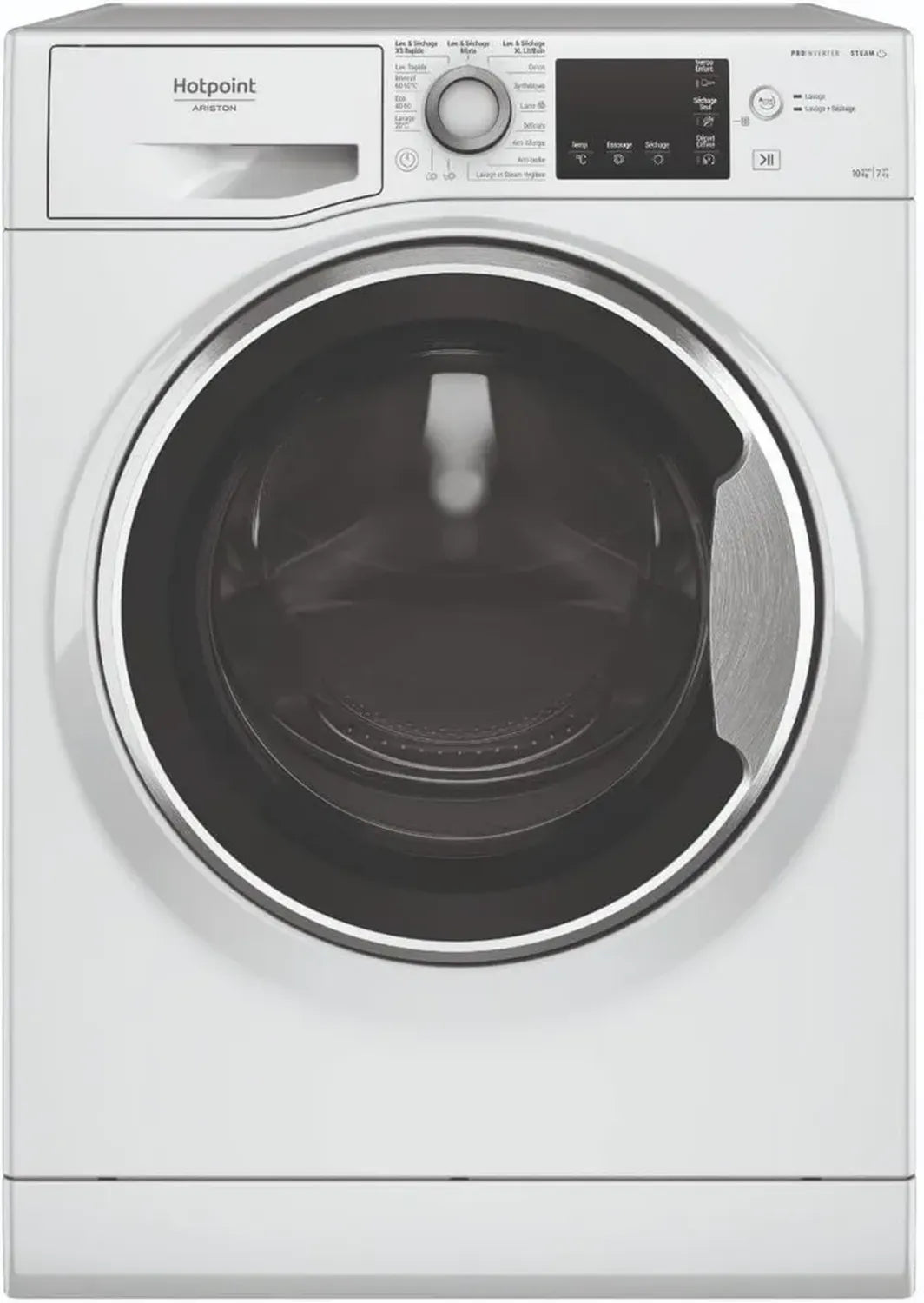 Hotpoint Lave-linge Séchant Vapeur 10kg/7kg - Essorage 1400 tr/min - Moteur Induction - Blanc