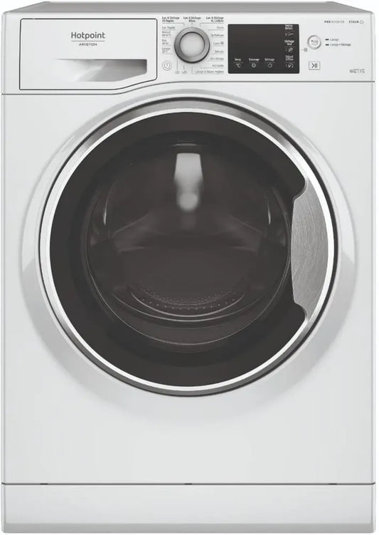 Hotpoint Lave-linge Séchant Vapeur 10kg/7kg - Essorage 1400 tr/min - Moteur Induction - Blanc