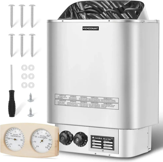 Poêle Électrique 6kW Mxmoonant pour Sauna avec Hygrothermographe, Idéal pour Maison, Hôtel et Spa, Jusqu'à 9 m³