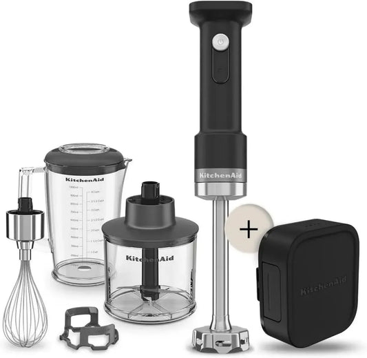 Mixeur Plongeant Sans Fil Kitchenaid - Portable et Puissant avec Accessoires Complets - Noir