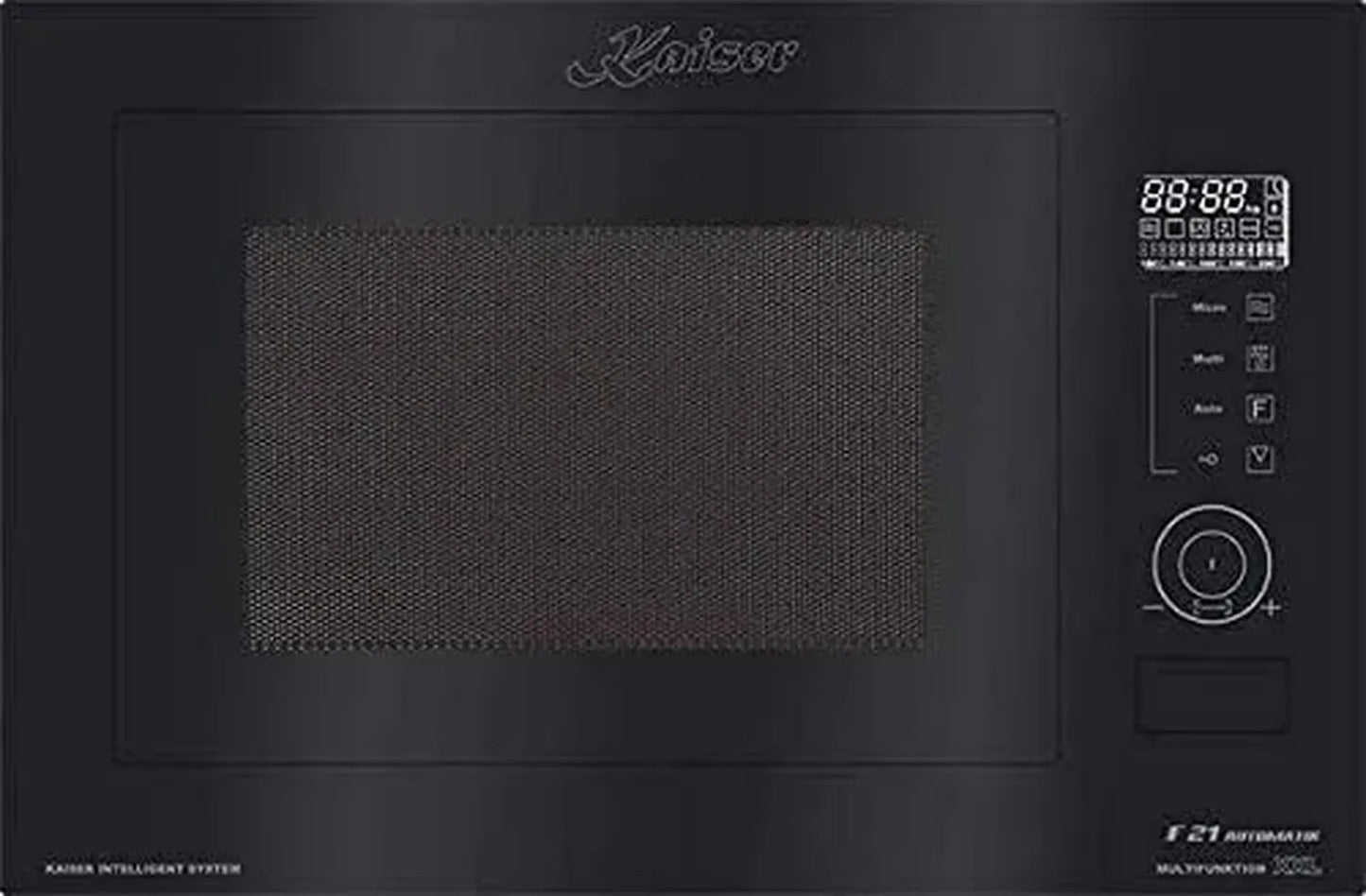 Micro-ondes Encastrable Kaiser EM 2510, Verre Noir, 25L, Gril à Air Chaud, 21 Fonctions, Sécurité Enfants