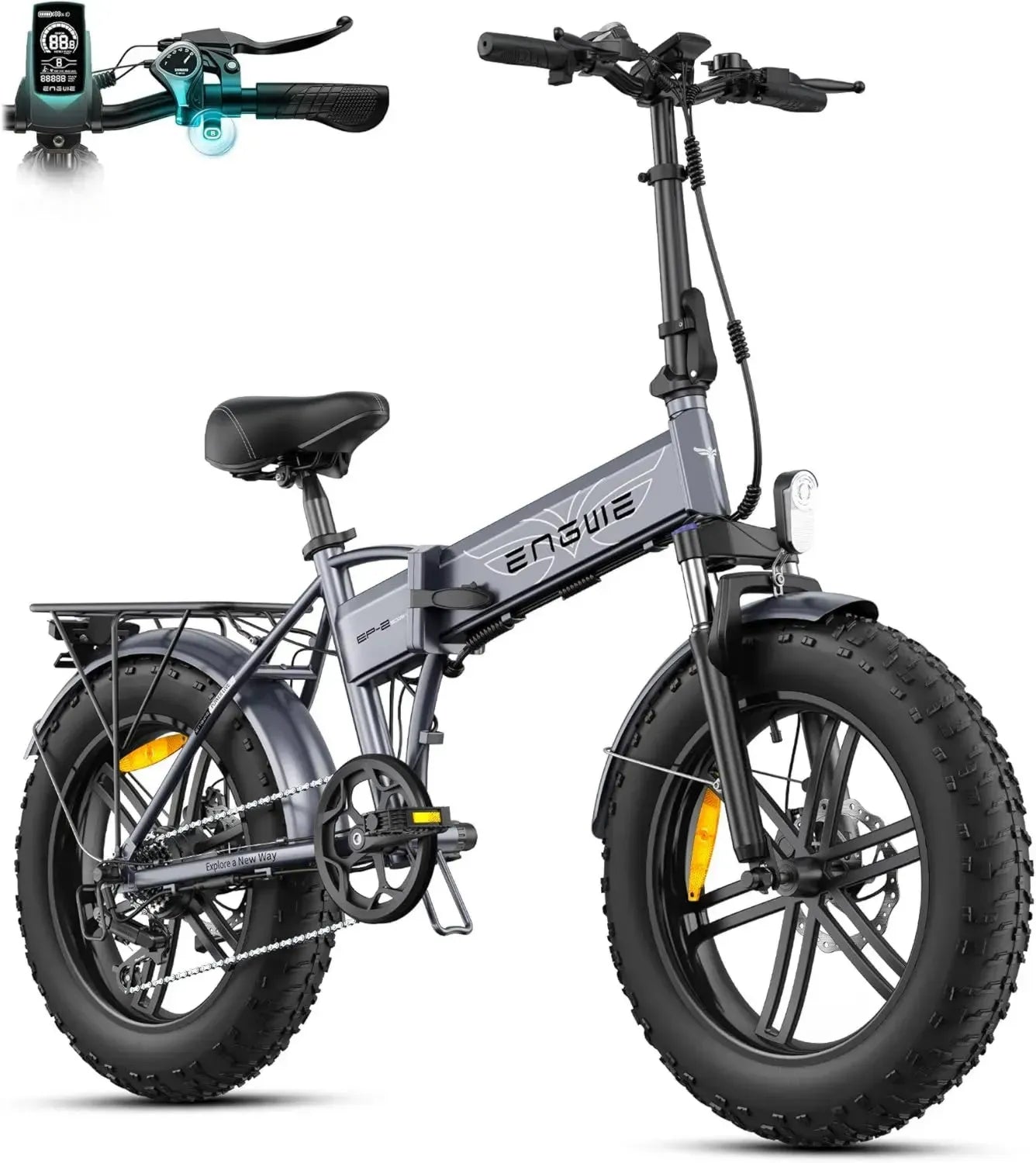 Vélo Électrique Pliable ENGWE, Batterie Amovible 48V 13Ah, Autonomie 50-120 km, Pneus Gros 20x4.0 Pouces, VTT Électrique 7 Vitesses