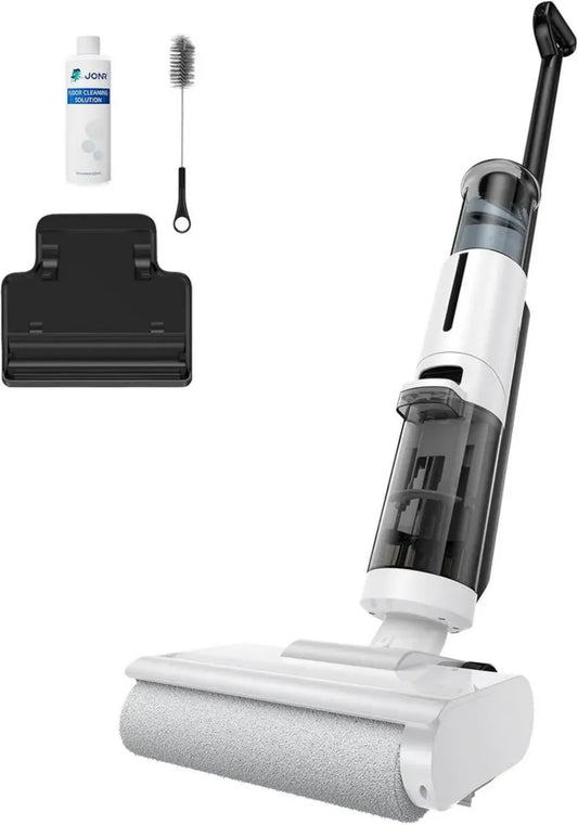 Aspirateur Sans Fil JONR ED12 Lite, Nettoyage Humide et Sec, Batterie Rechargeable, Brosse pour Bords, Fonction Autonettoyante, Spécial Sols Durs et Poils d'Animaux