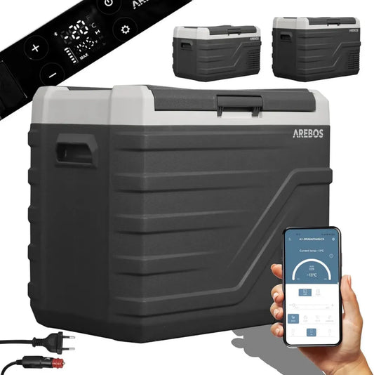 Réfrigérateur Portable Arebos 43L avec Compresseur - Refroidissement jusqu'à -20°C, Compatible Voiture et Bateau, Contrôle Intelligent par Application