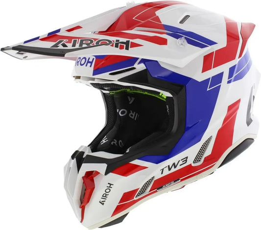 Casque de Moto Airoh Twist 3.0 Cross Dynasty Blanc Bleu Rouge
