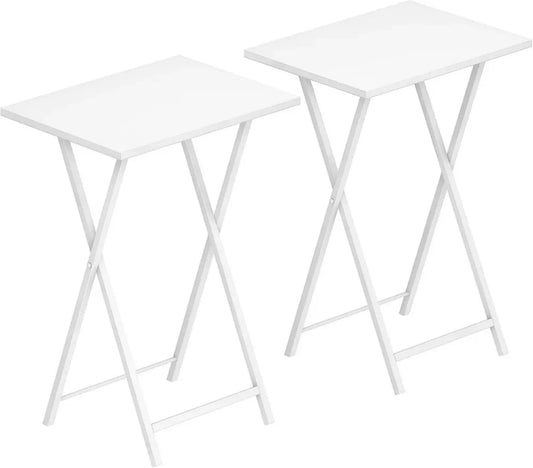 Ensemble de 2 Tables d'Appoint Pliables Style Industriel, Tables de Chevet pour Salon, Blanc