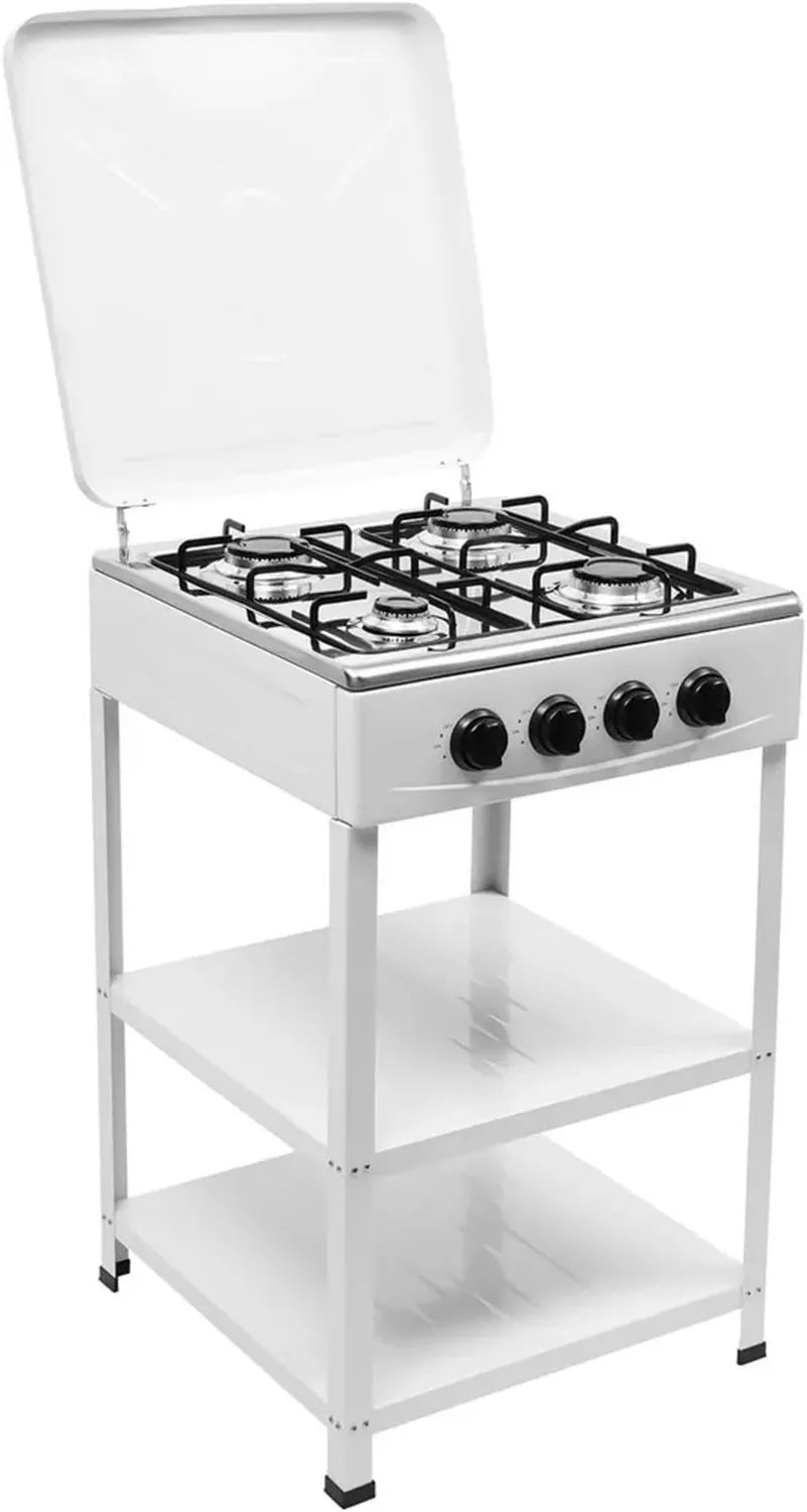 Barbecue à gaz 4 brûleurs avec chariot intégré et rangements
