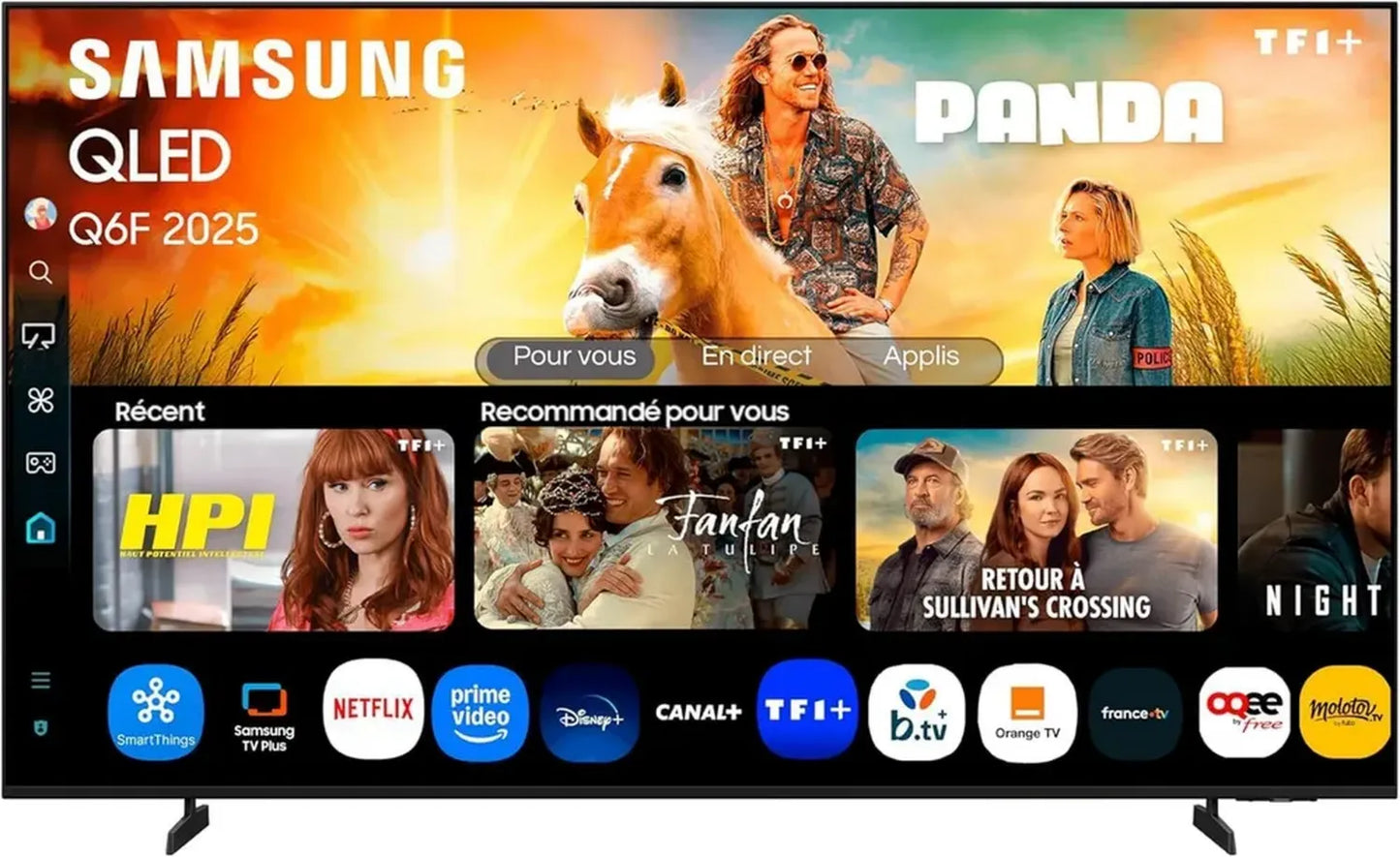 Téléviseur Samsung QLED 55' 4K UHD Smart, Processeur AI Quantum, WiFi, HDR10+, Q-Symphony, Sécurité Knox, Compatibilité Airplay, Hub Gaming