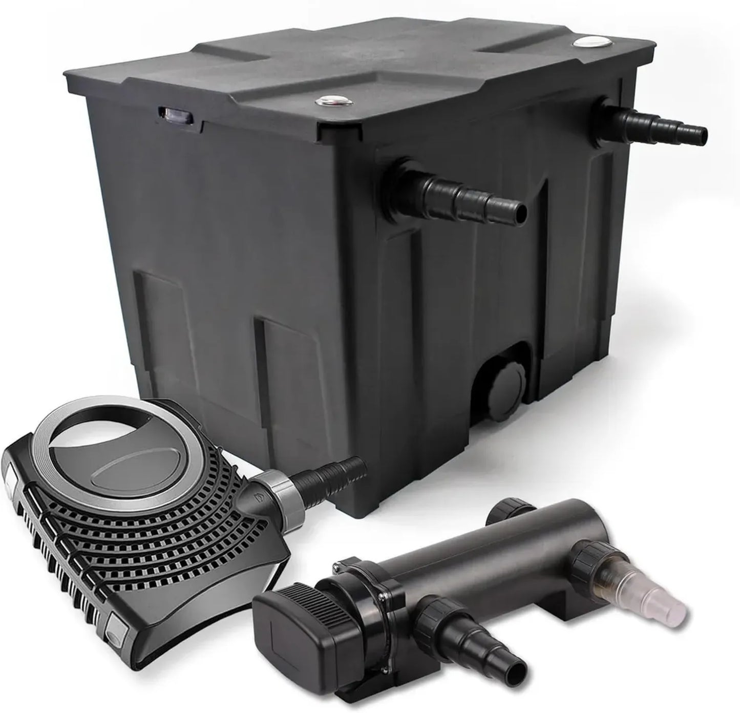 Ensemble Complet SunSun : Filtre Biologique pour Bassin CBF-350 jusqu'à 12000L, Pompe de Filtration NEO7000 SuperEco 7000L/h 50W, Clarificateur UV UVC CUV-318 18W
