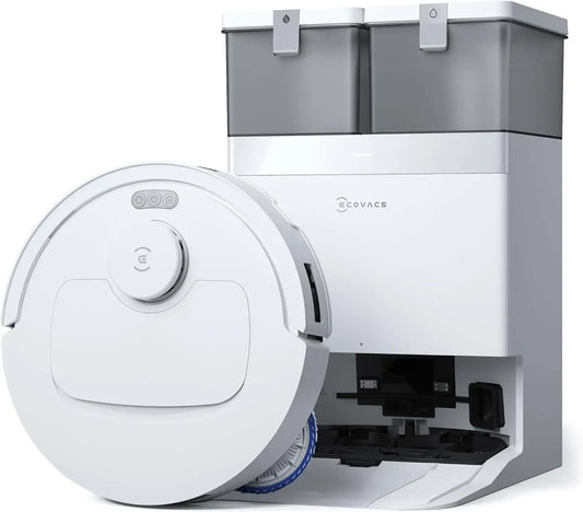 Aspirateur Robot ECOVACS DEEBOT T30C Omni GEN2 avec Station, Puissance 25000Pa, Lavage à l'Eau Chaude, Technologie OZMO Turbo 2.0, Brosse Anti-Enchevêtrement, Nettoyage Adaptatif - Blanc