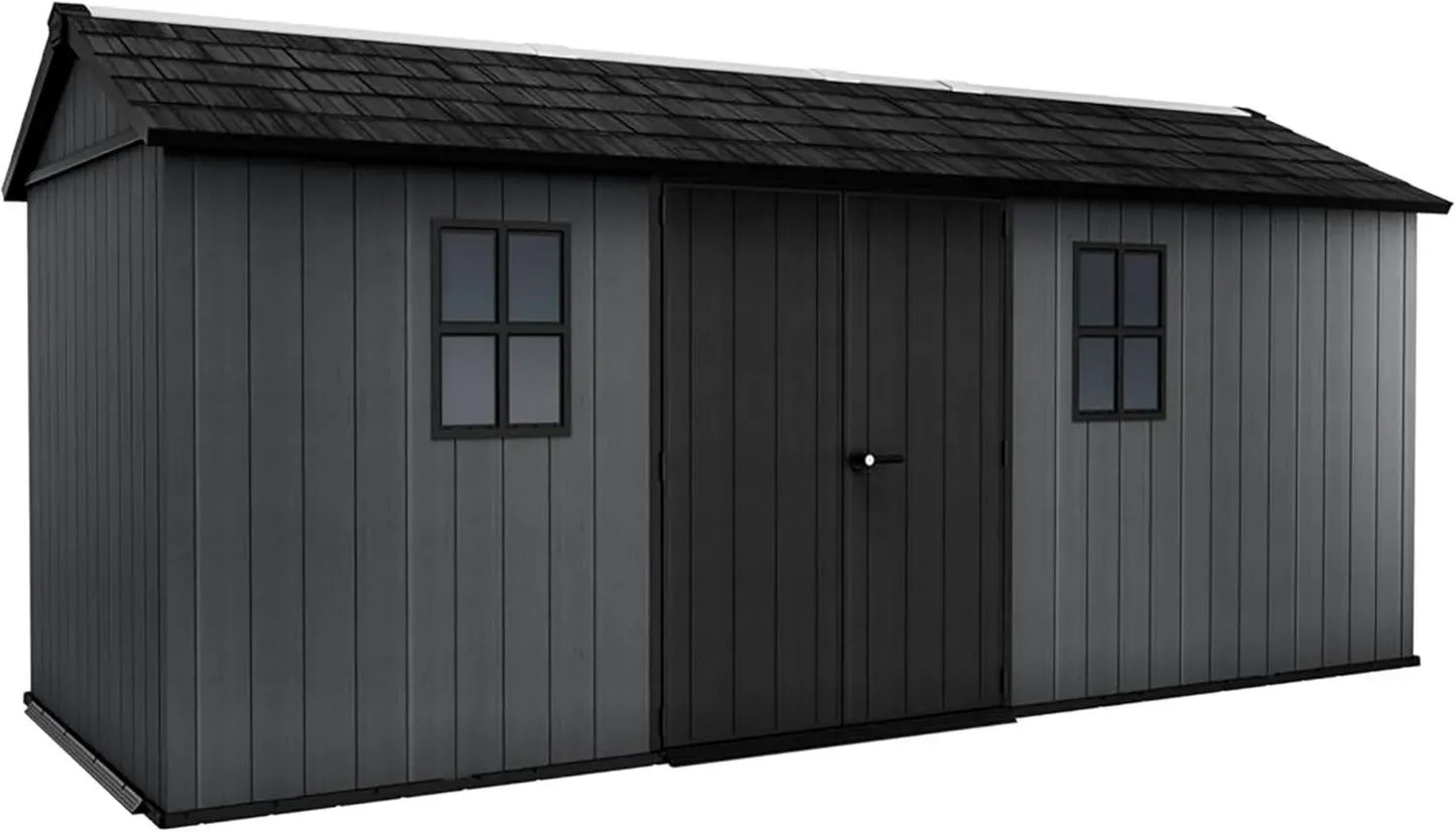 Abri de Jardin Imperméable Newton Plus 11,2 m² - Gris Effet Bois