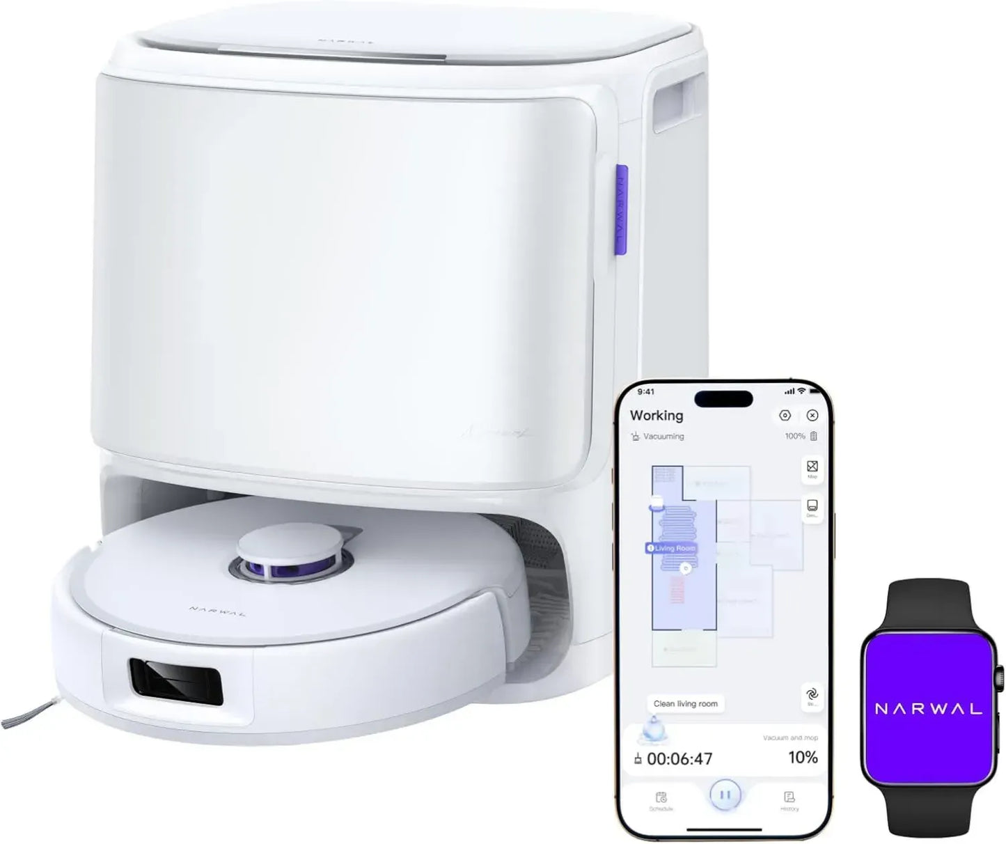 NARWAL Freo X10 Pro Robot Aspirateur avec Puissance 11 000 Pa, Système Anti-Enchevêtrement, Serpillère Large Auto-Nettoyante, Navigation Radar, 220 Min d'Autonomie, Idéal pour Animaux