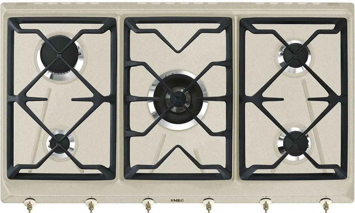 Plaque de Cuisson à Gaz SMEG SRV896AVOGH2, 6 Feux, Design Vintage