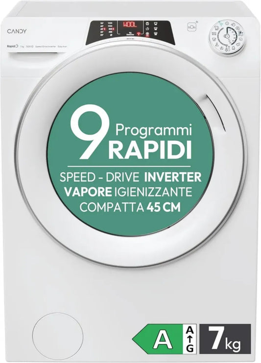 Machine à laver Candy RO41274DWMST/1-S, capacité 7 kg, 1200 tr/min, blanc