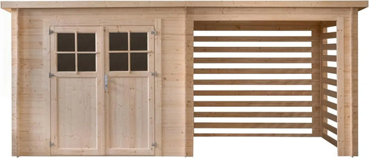 Cabane de Jardin Double, 10,5m², 4790 x 2200mm, Épaisseur 19mm, INT046