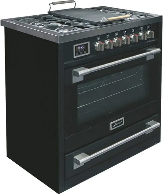 Cuisinière à gaz Kaiser 90 cm avec four électrique et tiroirs télescopiques