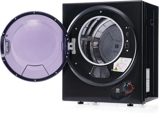 Sèche-linge mural compact 2,5 kg, minuterie 20-200 min, chauffage céramique, tambour en inox, 850 W, noir