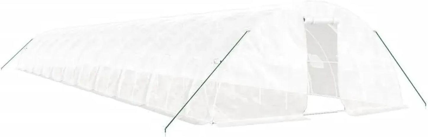 Serre de Jardin Tunnel en Acier Blanc, 110 m², 22x5x2,3 m