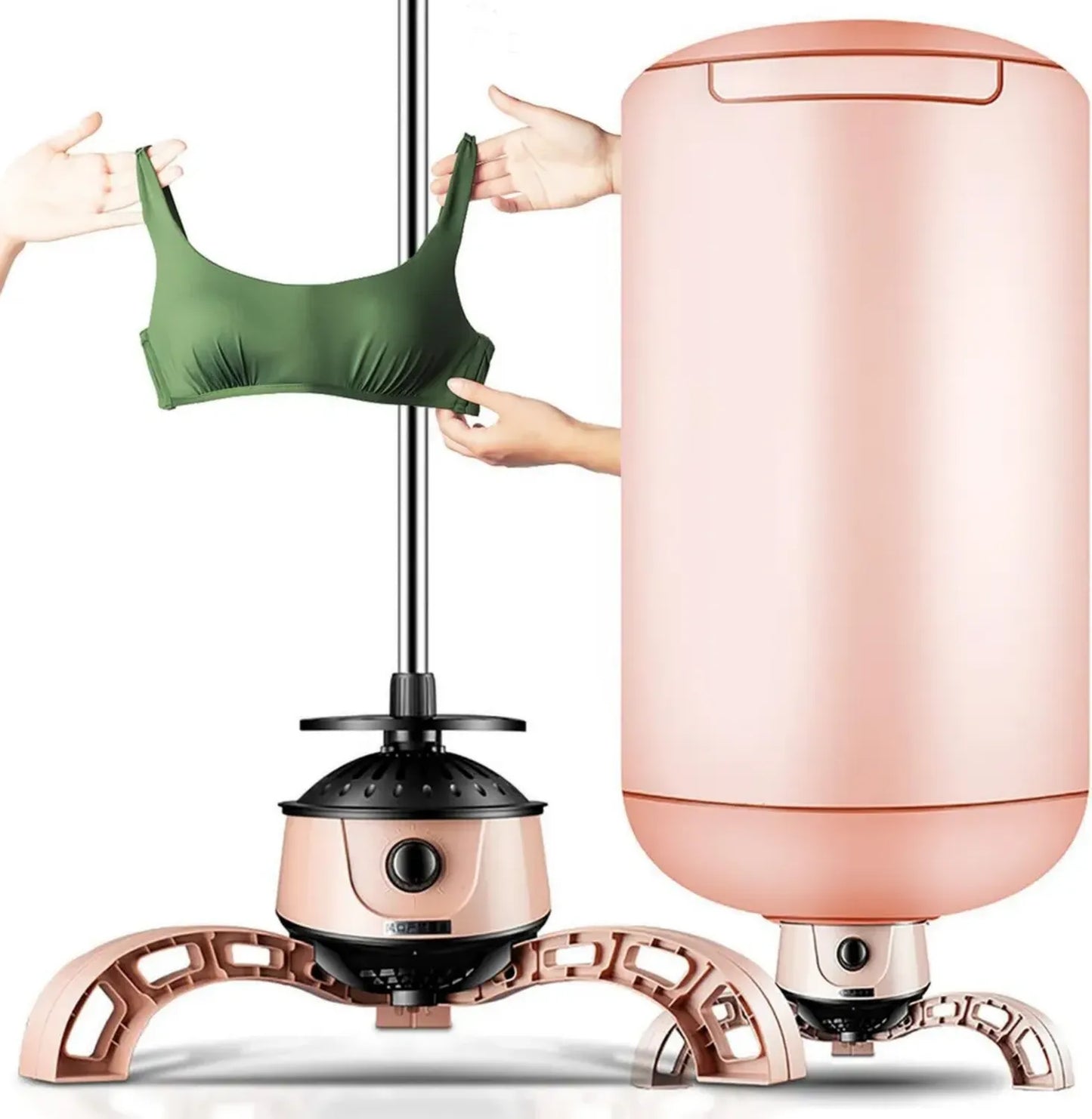 Sèche-linge Électrique Portable 900 W avec Minuterie Automatique, Séchage de Tissu à Air Chaud, Support Pliable, Rose