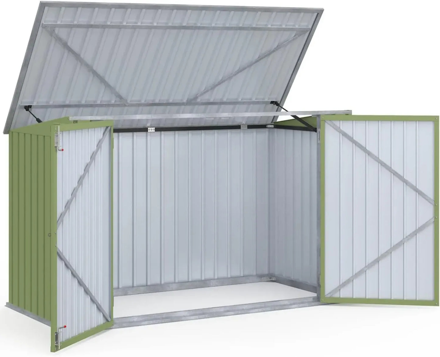 Abri de Jardin Métallique Vert Olive avec Serrure, Rangement Polyvalent pour Vélos, Outils, Déchets