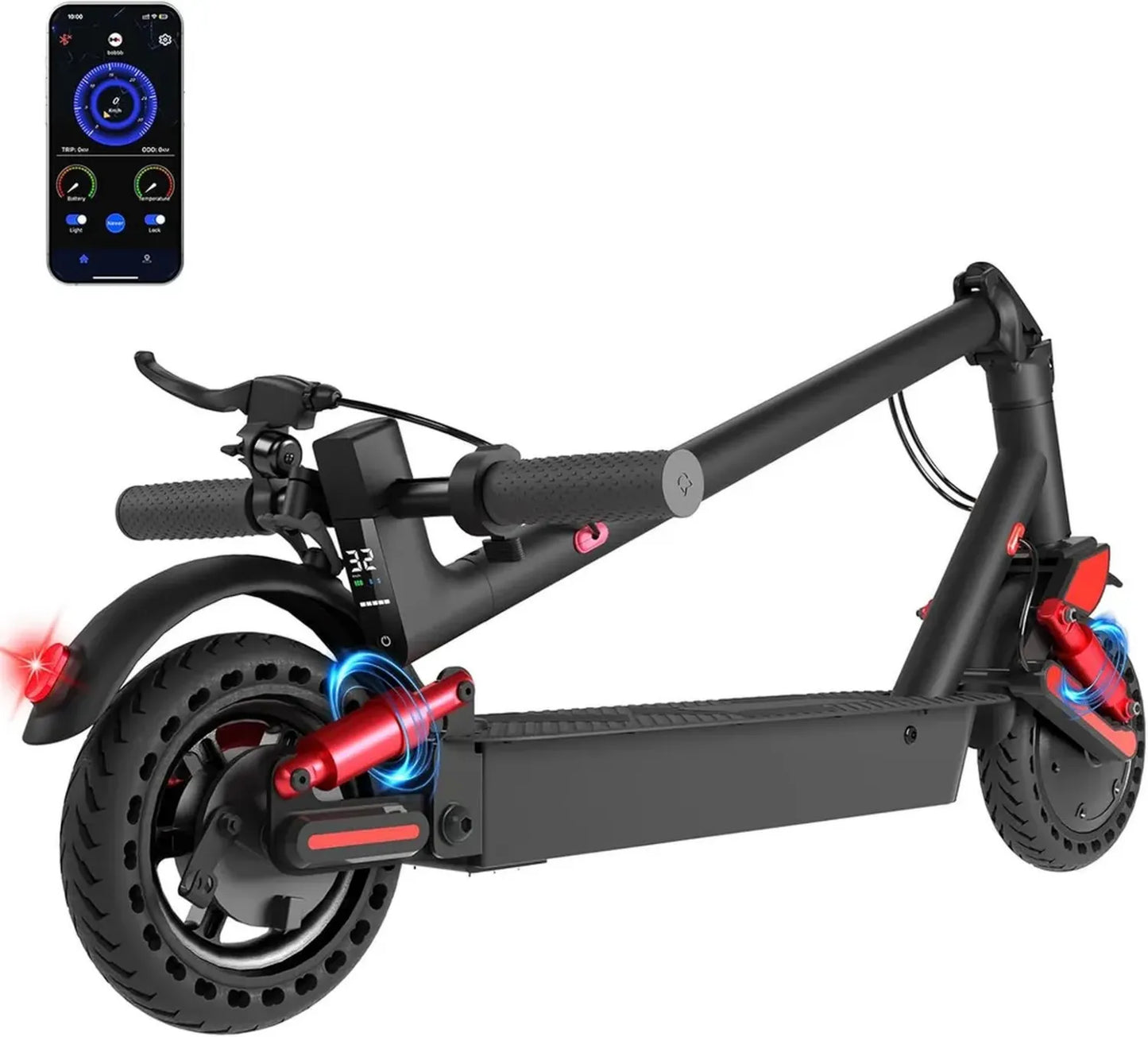 Trottinette Électrique Adulte 500W, Suspension Double, Autonomie 70km, 25km/h, 3 Vitesses, Contrôle App, Frein Double, Pneus Plein 8,5''