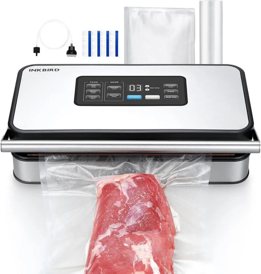 INKBIRD Appareil de Cuisson Sous Vide Professionnel, Pompe Puissante, Mode Sec/Humide/Liquide, Débit 20L/min, 160W, Fonctionnement Silencieux, Coupeur et Rangement Intégrés, Sacs Inclus