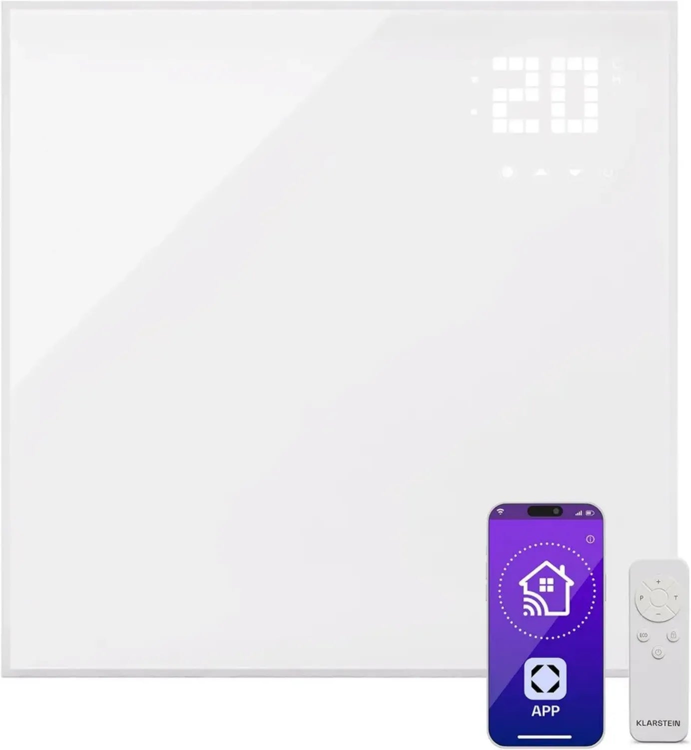 Klarstein Radiateur Mural Infrarouge 360W, Chauffage Électrique Intelligent pour Salle de Bain avec WiFi, Détection Fenêtre Ouverte et Thermostat
