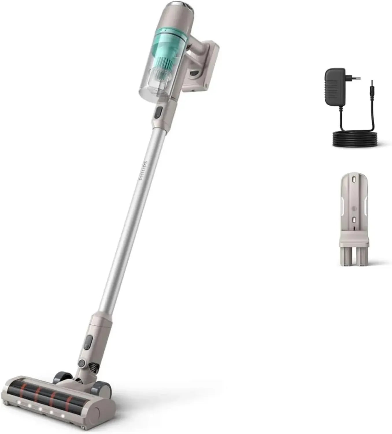 Aspirateur Balai Sans Fil Philips Série 2000, Efficace pour Sols Durs, 40 Min d'Autonomie, LED, Batterie Amovible, Léger, Filtration Avancée, Support Mural