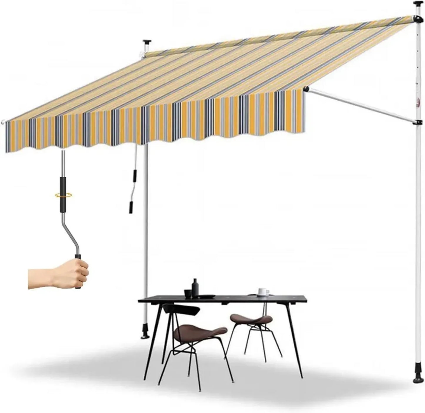 Auvent Rétractable à Manivelle en Polyester Anti-UV pour Balcon et Terrasse - Largeur 300 cm