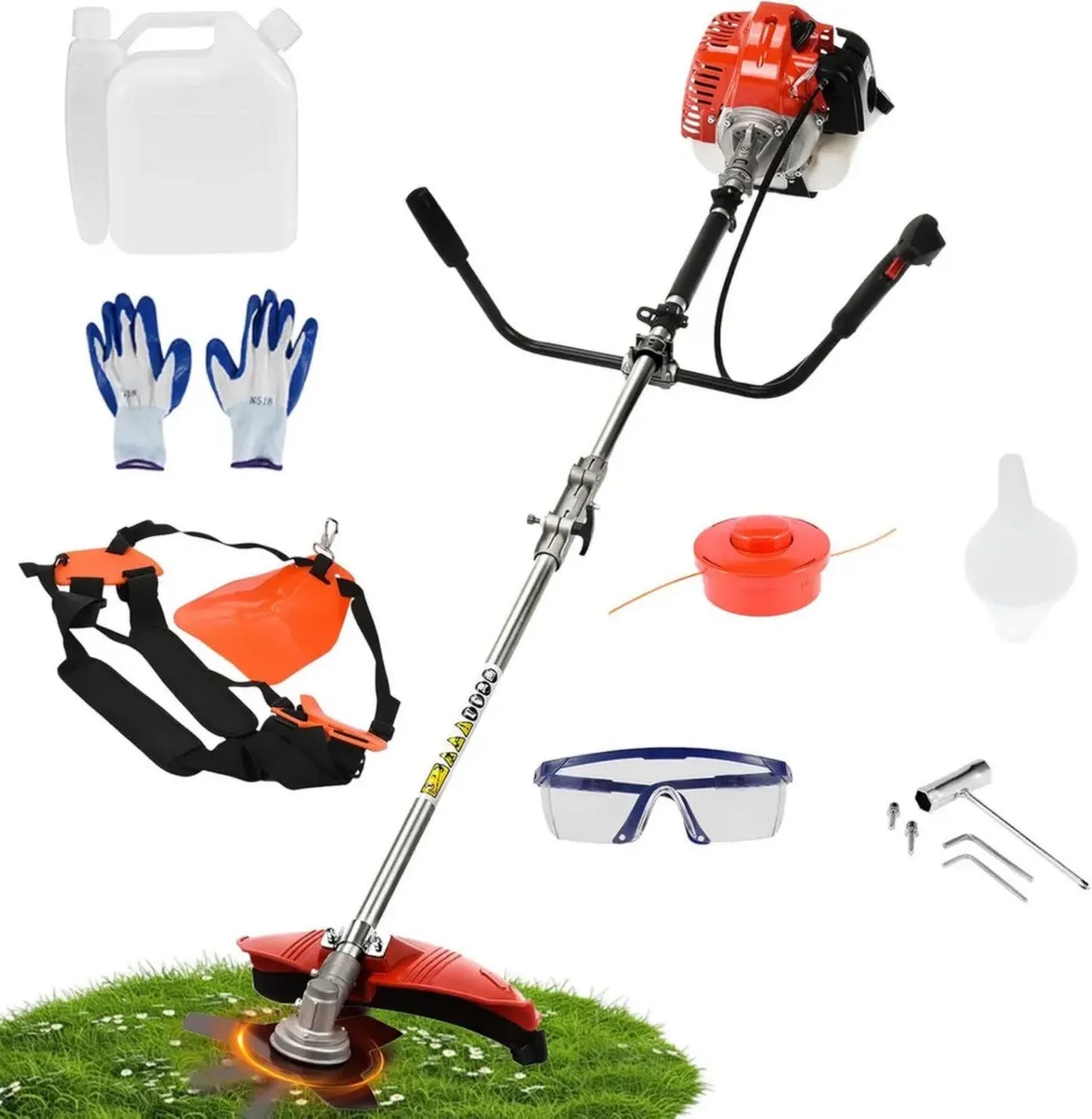 Coupe-Bordure Thermique 52cc avec Accessoires Inclus, Moteur Puissant 2.2KW