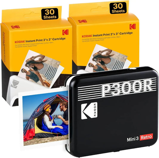 Imprimante Photo Portable Kodak Mini 3 Retro avec 68 Feuilles, Noire