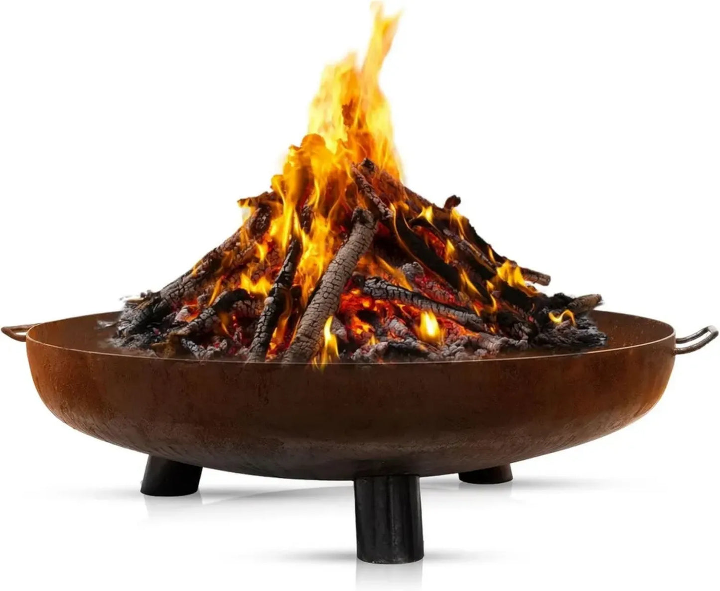 BonFeu Brasero Extérieur BonBowl Plus en Acier Corten - Ø 80 cm avec Poignée - Barbecue et Plancha