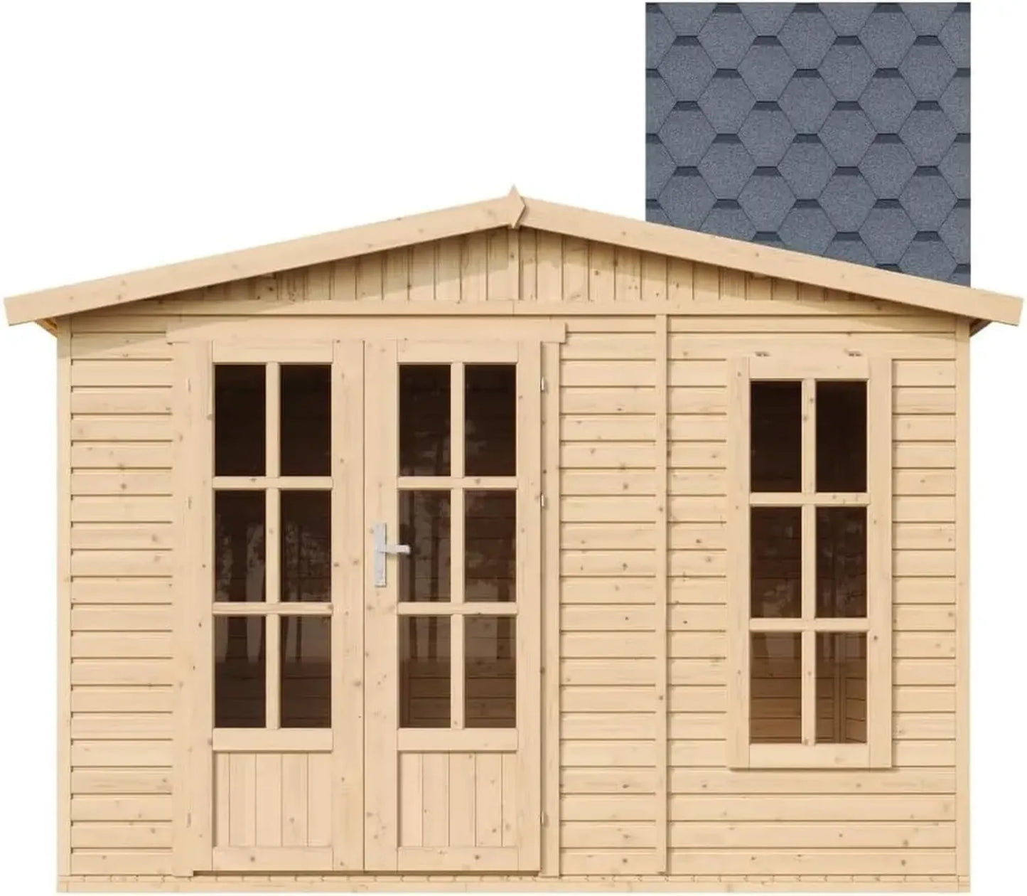 Abri de Jardin en Bois 6m² avec Plancher et Toit en Bardeaux Bitumineux Gris - Chalet de Loisirs Extérieur - TIMBELA
