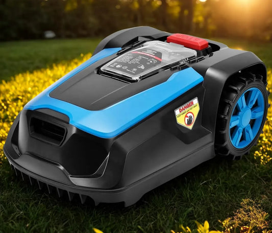 Tondeuse Robotisée LEADZM 1200m² - Recharge Automatique, Application Bluetooth/Wi-Fi, Hauteur 25-65mm, Largeur 220mm, Inclinaison 47%, Étanche IPX5, Silencieuse